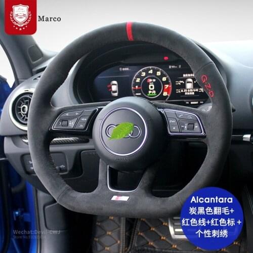 Real Alcantara suede steering wheel cover for Audi S3 S5 S7 A5 A5 A7 S6 Audi TT R8 Q3 Q5 Q6 Q7 grip Car goods accessories