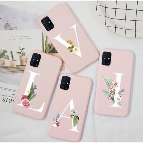 Letter Flower Case For Samsung Galaxy M21 M31 M30S M31S Cover TPU Silicone Cute Pink Matte For Samsung M 31 21 31S M21 Funda