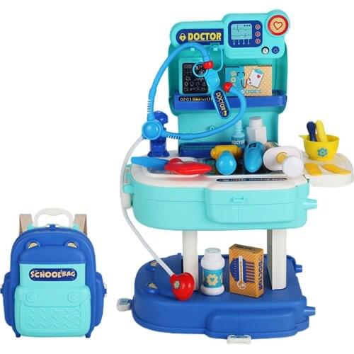 Kids Simulation Doctor Pretend Toy Kit 2 In 1 Doctor Role-Play Multiplayer Interactive Toy With Backpack Family Game Gift