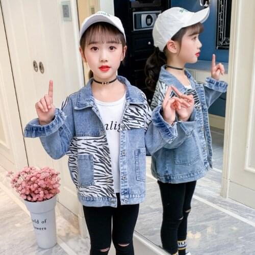 Girls Babys Kids Coat Jean Jacket Outwear 2021 Zebra Spring Autumn Overcoat Top Sport Zipper Princess Toddler Childrens Clothi