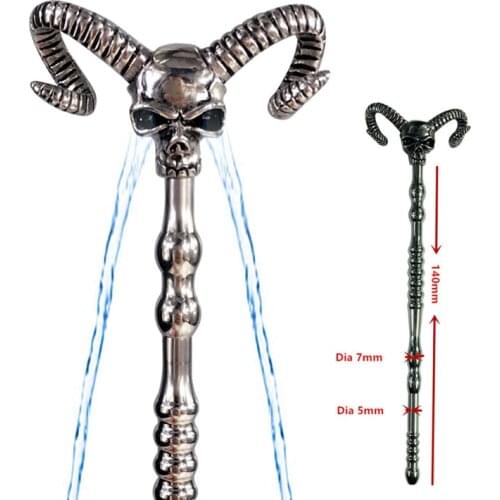 Design Hollow Skull Head Water Fowing Metal Penis Inserts Plug Stick Probe Catheter Urethral Sound Dilator for Male Masturbator