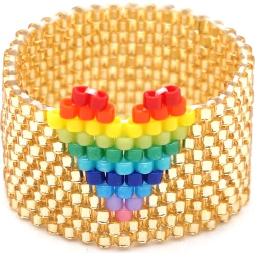 Go2boho Bohemian Miyuki Rings Colorful Heart Rings For Women Boho Anillos Handmade Jewelry Friends Best Gift Wholesale