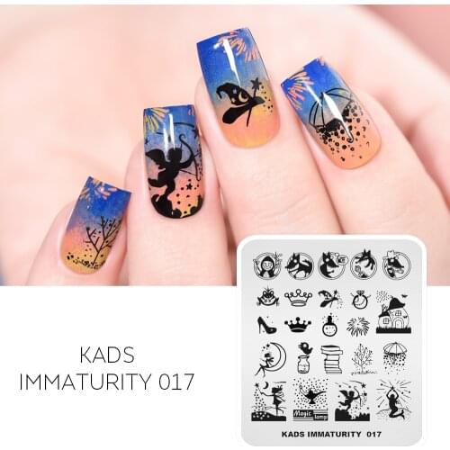 KADS Immaturity 017 Nail Stamping Plates Wolf Mermaid Design Image Plate Stencils for Nails Manicure Tools Nail Templates