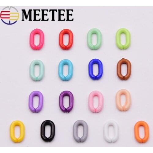 Meetee 230pcs 15X10mm Colorful Acrylic Chain Links Plastic O Ring Strap Chains Buckles DIY Earring Jewelry Accessories BF511