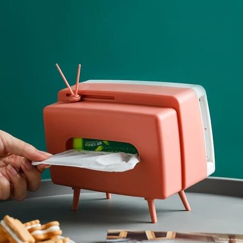 Creative 2 in 1 Tissue Box Home Office Desk Tissue Storage Box with Mobile Phone Slot Stand for Living Room Decoration Paper Box