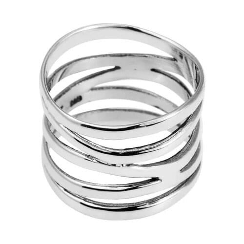 Fashion Silver Plated Five Band Coil Ring Handmade 5 Layers Wide Rings For Men Women Punk Party Jewelry Accessories Gift N3Z174