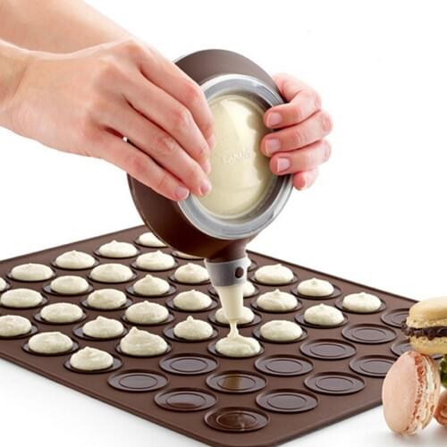 Macarons sets (48-cavity Silicone mat+ 1 cream dispenser with 4 nozzles) Macaron maker baking moulds set tools Oven Kitchen tool