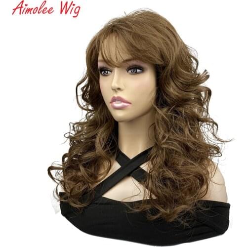 Natural Long Curly Wig With Bang Womens Synthetic Wigs Hair