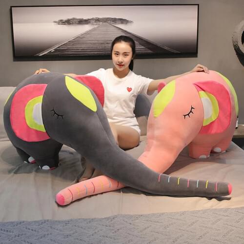 New Huggable Elephant Plush Toy Pillow Childrens Birthday Gift Cute Kawaii Animal Doll Sleeping Cushion Soft Sofa Decoration