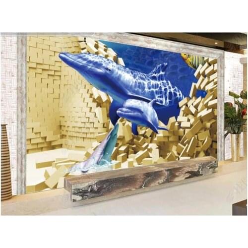 Custom photo wallpaper for walls 3 d Modern wall brick background wall underwater world TV background wall decorative painting