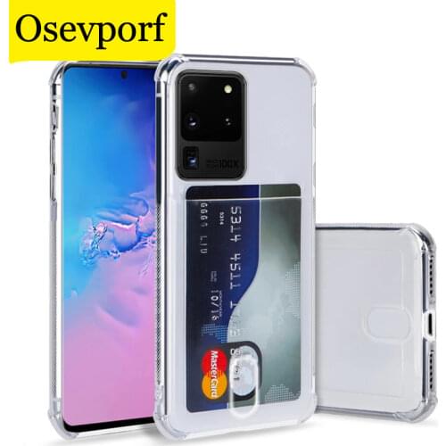 Transparent Card Holder Case for Samsung S20 Ultra S10 Plus Note20 A70 A71 A51 S10 S9 8 Plus Back Covers Capinhas Silicone Shell