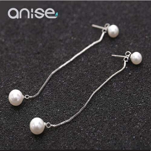 Anise Imitation Pearl Stud Earrings Ear Wire Line Fashion Metal Chain Long Tassel Earrings Statement Earring For Women Bisuteria