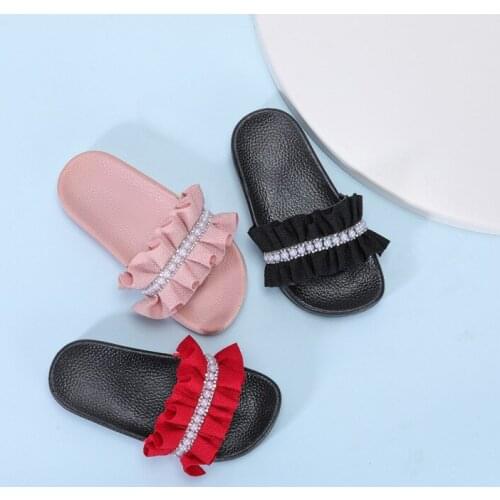 Children girls slippers summer sandals shoes for kids baby pearl non-slip indoor slippers fashion beach soft slippers outdoor