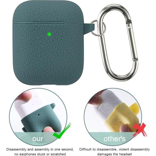 Silicone Cover Case For Apple Airpods 2 Case Bluetooth Case For Airpod 2 1 Earphone Accessories Skin For Air Pods 2 Lychee Cover