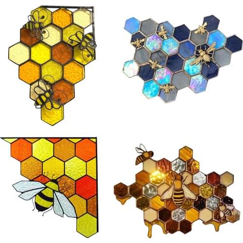 Honeycomb PVC Sticker Window Cling Decals Removable Bee Glass Sticker For Bedroom Living Room Wall Decor