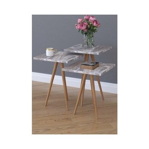 Modern 3'lü Zigon Side Serving Stand and Tea Stand-White Marble coffe table table bassee