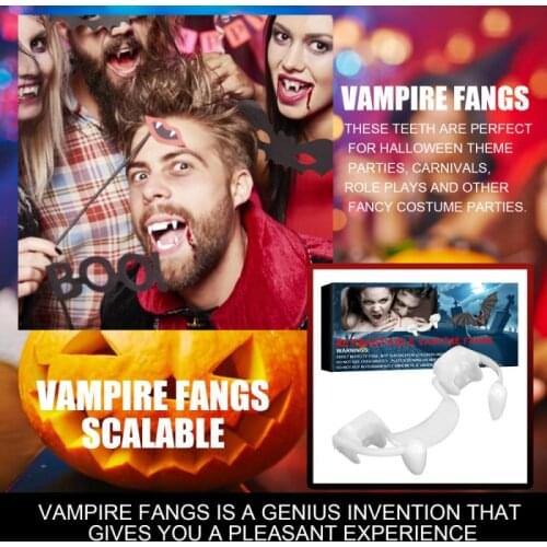 Halloween Vampire Teeth Retractable Dentures Zombie Teeth Small Tiger Teeth Vampire Fangs Holiday DIY Decorations Supplies 2021