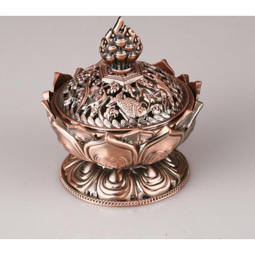 High Quality Copper Alloy Mini Lotus Burner Cone Stick Incense Censer Colourfast Portable Buddhist Temple Ornaments Stove