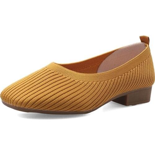 Flying shoes womens 2021 new square toe womens shoes shallow mouth pedal peas shoes all-match breathable flat shoes women