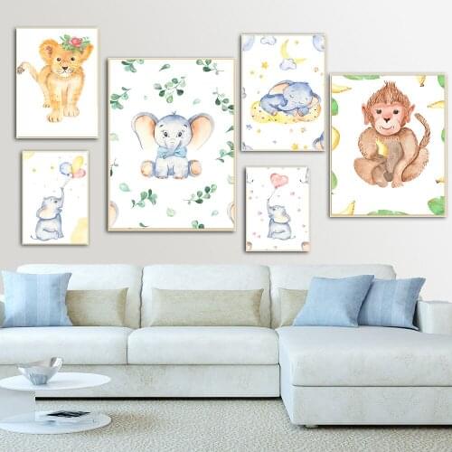 Animal Elephant Deer monkey Wall Art Canvas Painting Nordic Posters And Prints Wall Pictures For Living Kids Room Decoration