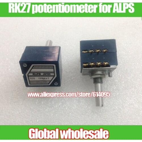 1pcs RK27 double volume potentiometer for ALPS / A50K A100K Hi-Fi audio equipment potentiometer