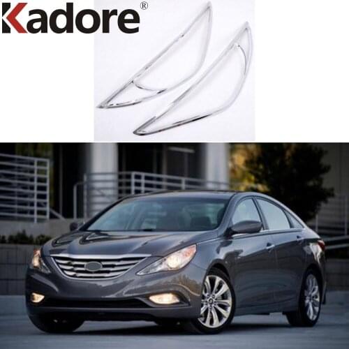 Front Head Light Lamp Cover Trim For Hyundai Sonata i45 2011 2012 2013 2014 Chrome Headlight Frame Accessories Car Styling 2pcs