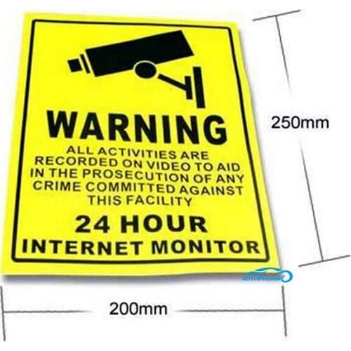 20pcs Sticker Warning Decal Signs Home CCTV Surveillance Security Camera Yellow