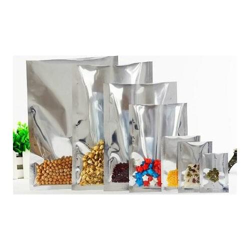 200 pcs Heat Sealable Smell Proof Clear & Foil Bags,Transparent and Foil Pouches Foil Bag Food Storage Bags Width 5cm to 14cm