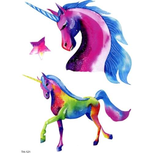 5pcs Unicorn Waterproof Temporary Tattoos Men Beauty Animals The Flash Tatouage Temporaire Tattoo Sticker Tatuagem Festival