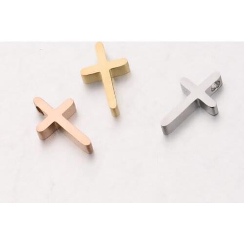 50pc 8.5*14mm Mirror polish Stainless Steel 3D Pray Cross Charm For Necklace/bracelet DIY Women Handmade Jewelry wholesale
