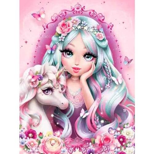5D diamond painting Full square Cuadros Cross stitch kit set haft diamentowy tools Cartoon Mosaic animal girl art unicorn horse