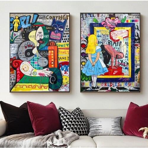 Abstract Women Street Graffiti Art Canvas Painting Funny Fat Man Posters And Portrait Wall Art For Living Room Home Decoration
