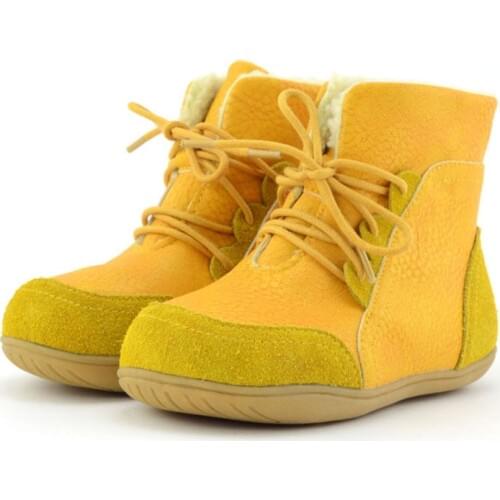 New Boys Girls Winter Boots Suede Leather Toddler Baby Snow Boots Thick Soft School Shoes Lace-up Shorts Flat Botas Size22-33