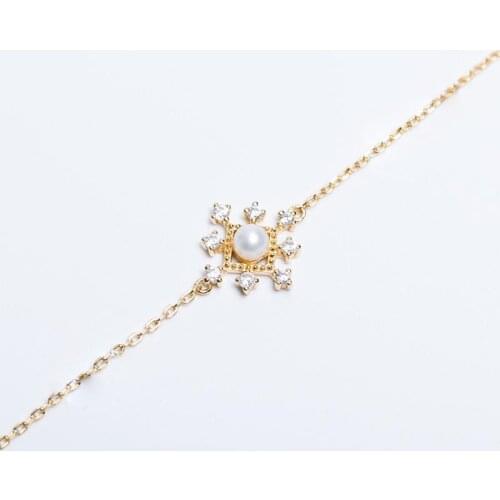 LAMOON 925 Sterling Silver Pearls Bracelet Simple Designer Fine Jewelry 14k Gold Plated 2019 LMHI060