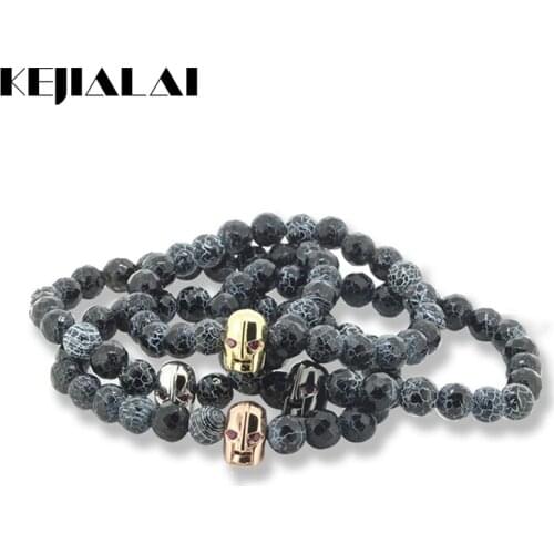 Kejialai Men Fashion Bracelet Women Helmet Spartan Bracelet 2018 Trend Weathering Stone Beaded Bracelet Unisex Jewelry M-L539