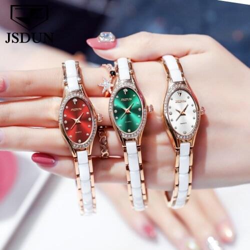 JSDUN Watch Women Watches Ladies Creative Ceramics Steel Bracelet Womens Watches Female Waterproof Clock Relogio Feminino 8842