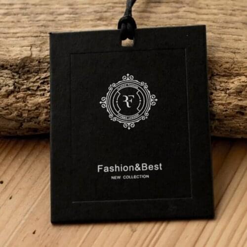 700gsm black card tag silver foil customized garment tag clothes swing hangtag printed paper tags price tag