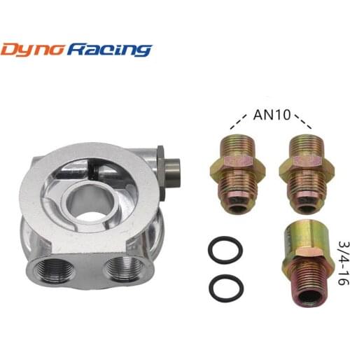 Dynoracing Oil Cooler Filter Sandwich Plate Thermostat Adaptor AN10 Fittings 3/4" 16-UNF Oil Filter Oil Adapter YC100564