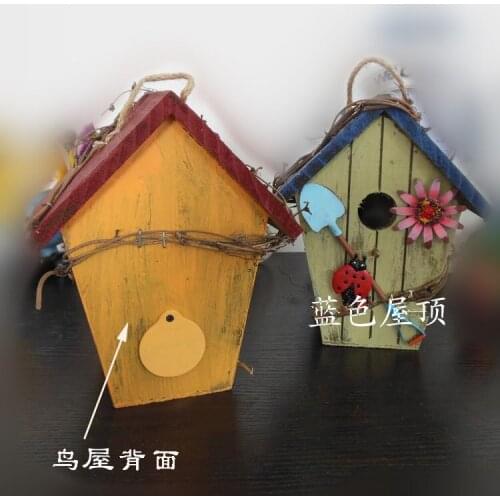 Wood Bird House Model Garden Home Wall Hanging Ornaments Sitting Room Shop Wall Decor Garden Supplies