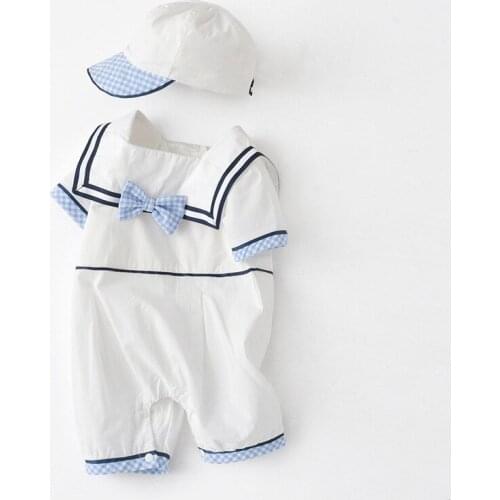 Baby Clothes 2021 Summer New Japanese Short Sleeve Jumpsuit Cute Bow For Girls 0-2 Years Old Comfortable