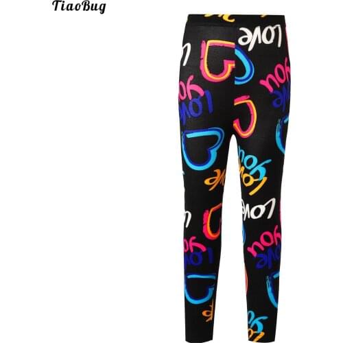 TiaoBug Kids Girls And Boys Summer Elastic Waistband Colorful Cartoon Print Stretchy Slim Fit Pants Leggings For Gym Dance Sport