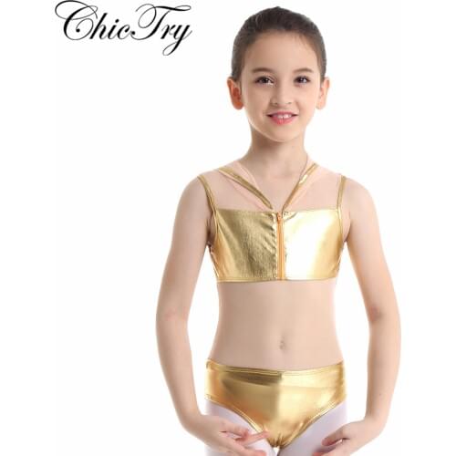 Girls Children Shiny Metallic Mesh Ballet Leotards for Girls Ballet Dance Dancewear Gymnastics Leotard Dress for Stage Perform