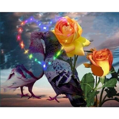 DIY Diamond painting Cross Stitch pigeon diamond Embroidery rose diamond Mosaic pattern painting rhinestone pastel picture