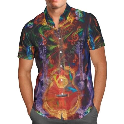 Hawaii Shirt Hawaiian beach summer Fashion Guitar Printed 3d Mens Shirt Harajuku Tee hip hop shirts 02