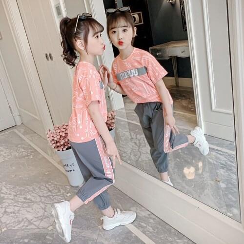 Girls Sets Clothing Kids Summer Clothes New Korean Version Sports Teens Kids Girls Clothes Outfits Casual Girls Tracksuit Suit