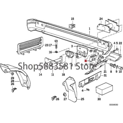 CAR Rear bumper bracket [rectangular type] bm wE34 518i M40 518i M43 520i M20 520i M50 520i 524td 525i M20 525i M50 525ix 525td