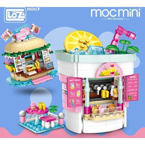 LOZ Mini Blocks Amusement Park Drinks Shop Burger Shop Model Amusement Blocks Kid Gift Plastic Building Blocks Toys Children