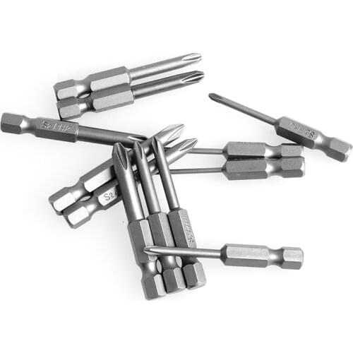 Hex Shank Magnetic Phillips Cross Screwdriver Bits 50mm 1/4 Inch 12Pcs/Set