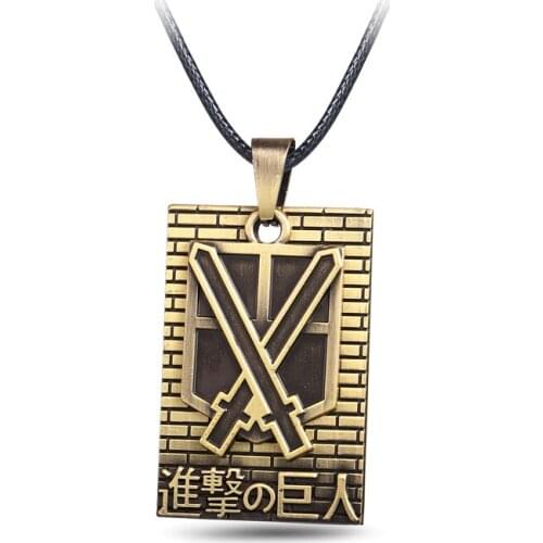 MJ Jewelry Anime Attack on Titan Shingeki no Kyojin Cosplay Jewlery Scouting Legion Badge Bronze Pendant Necklace