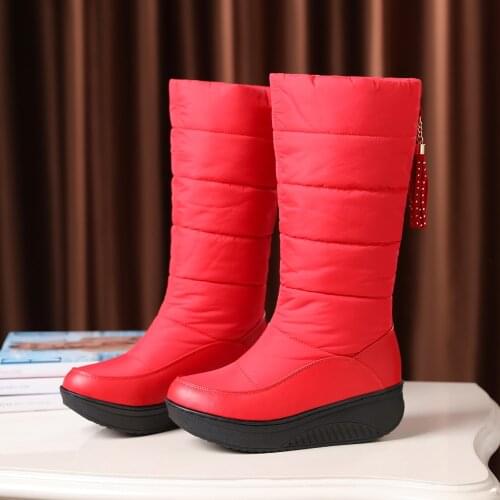 2020 women winter antislip platform shoes Warm plush slip-on femmes bottes Comfort round toe ladies snow bottines Plus size